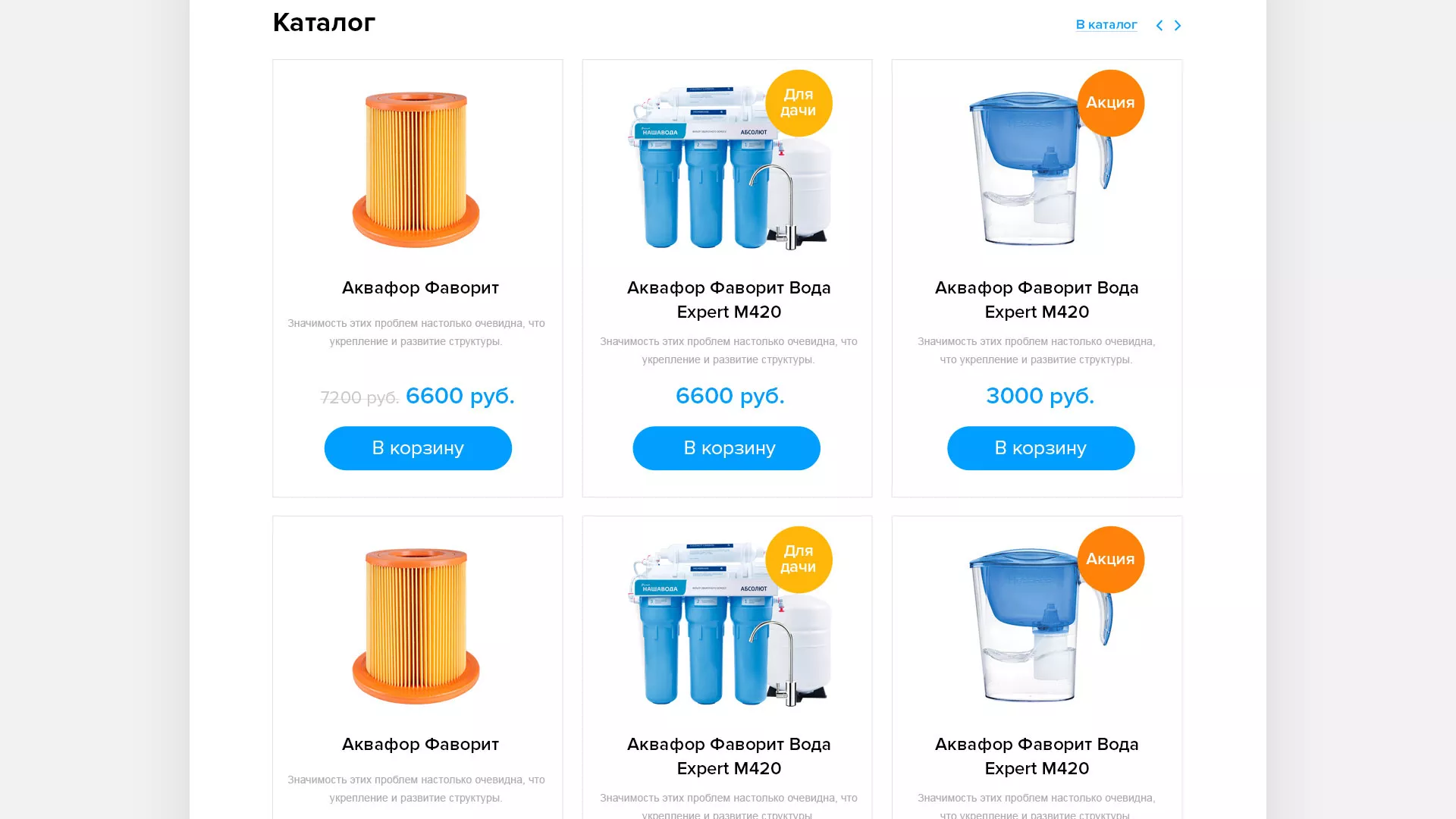 Создание интернет-магазина «Водолей» по продаже фильтров очистных сооружений в Дятьково