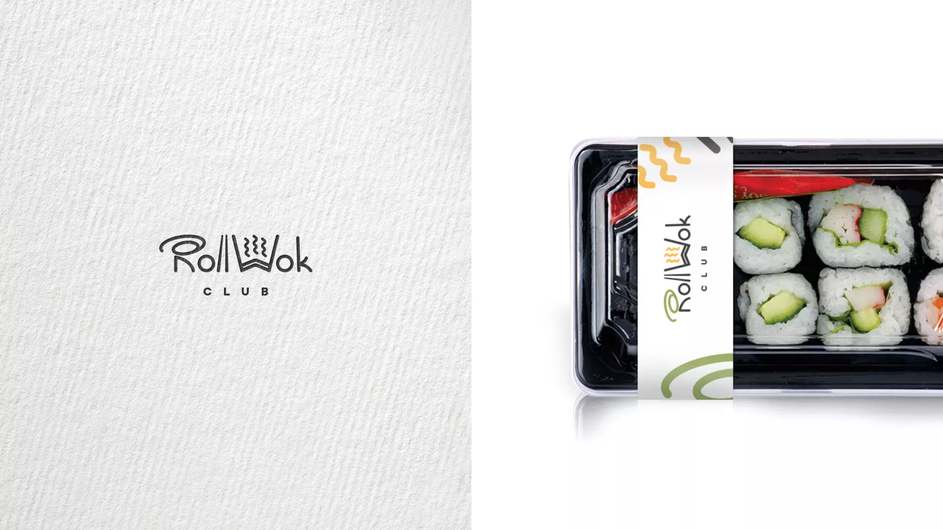 Разработка наклеек для суши-бара «Roll Wok Club» в Дятьково