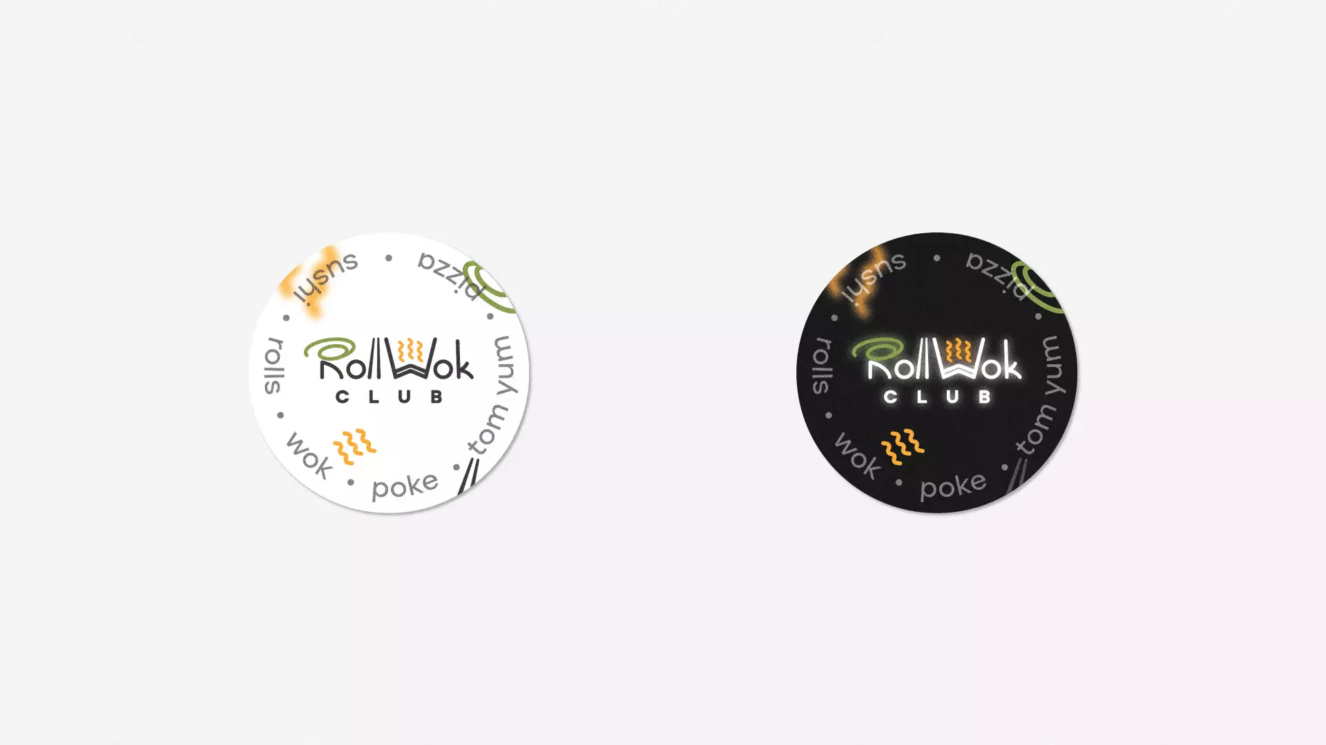 Разработка наклеек для суши-бара «Roll Wok Club» в Дятьково